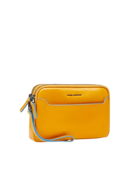 Pochette uomo a due comparti Piquadro Blue Square, gialla