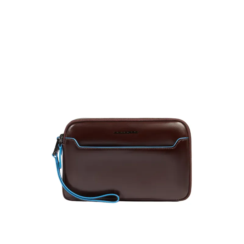 Piquadro Blue Square men's leather clutch bag with two...