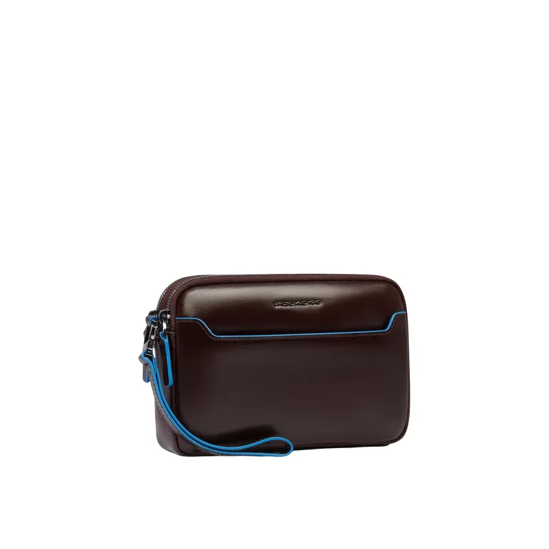 Piquadro Blue Square men's leather clutch bag with two... 2