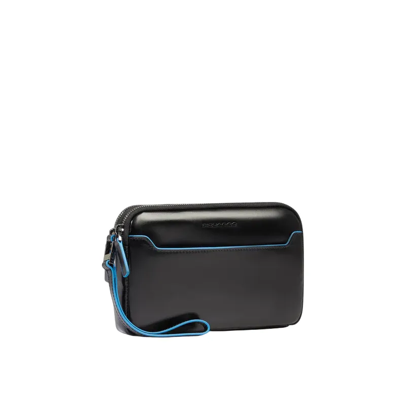 Piquadro Blue Square men's leather clutch bag with two... 2