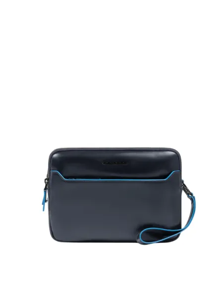 Pochette uomo con chiusura a impronta digitale Piquadro Blue Square, blu