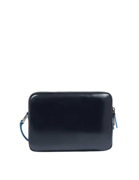 Men's clutch bag with Piquadro Blue Square imprint clasp, blue