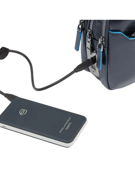 Pochette uomo con chiusura a impronta digitale Piquadro Blue Square, blu