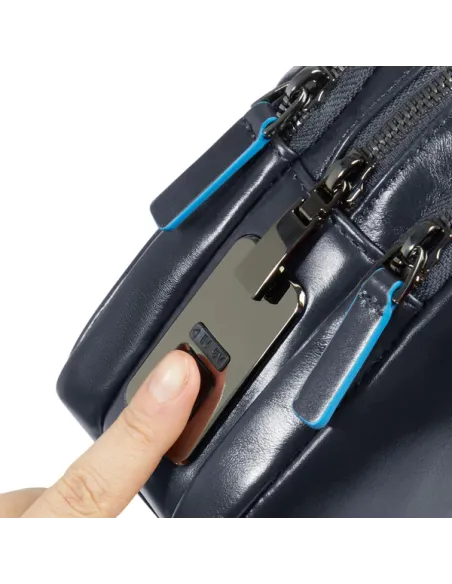 Pochette uomo con chiusura a impronta digitale Piquadro Blue Square, blu