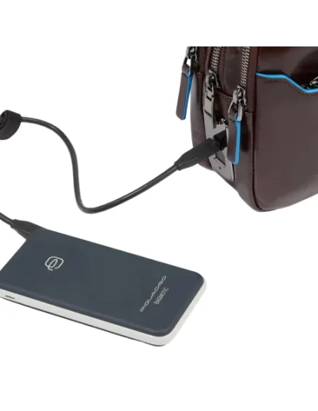 Piquadro Blue Square Herren-Clutch mit Fingerabdruck-Sicherheitsschloss, dunkelbraun