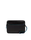 Pochette uomo con chiusura a impronta digitale Piquadro Blue Square, nero