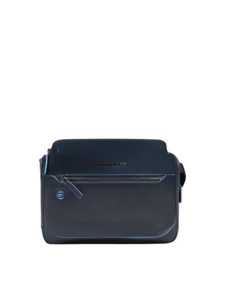 Piquadro Blue Square horizontal men's cross-body bag, blue