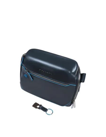 Piquadro Blue Square horizontal men's cross-body bag, blue