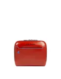 Piquadro Blue Square kleine horizontale Leder-Umhängetasche, orange