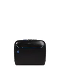Piquadro Blue Square kleine horizontale Leder-Umhängetasche, schwarz