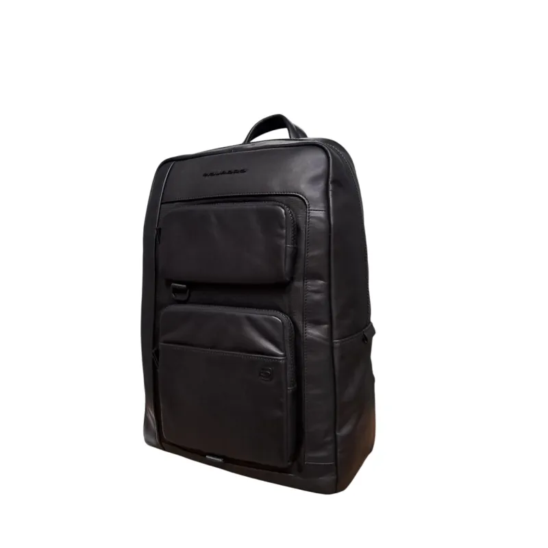 Zaino in pelle e tessuto PQ Liko con porta pc da 14, nero 2