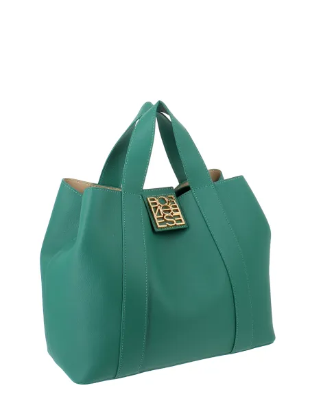 Borsa a mano in pelle Borbonese Nueve, verde