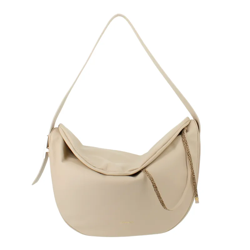 Borsa a spalla in pelle Borbonese Nueve, sabbia