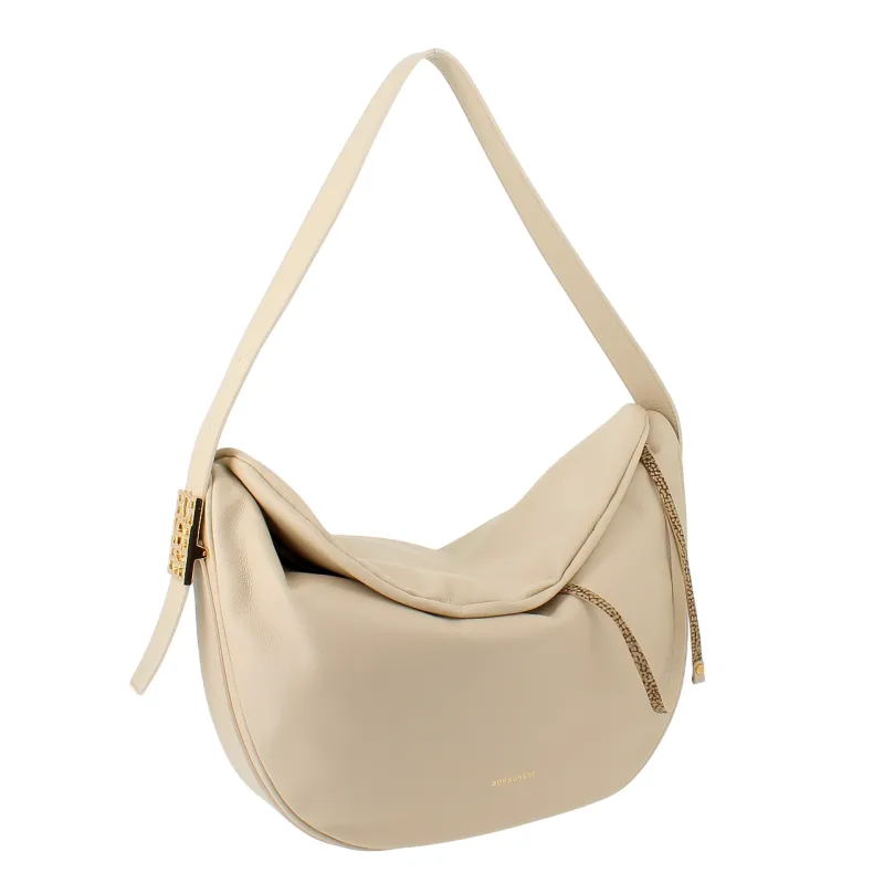 Borsa a spalla in pelle Borbonese Nueve, sabbia 2