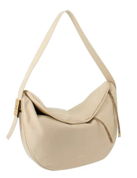 Borbonese Nueve Leder-Umhängetasche, sand