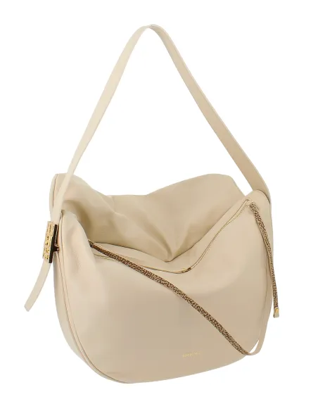 Borbonese Nueve Leder-Umhängetasche, sand