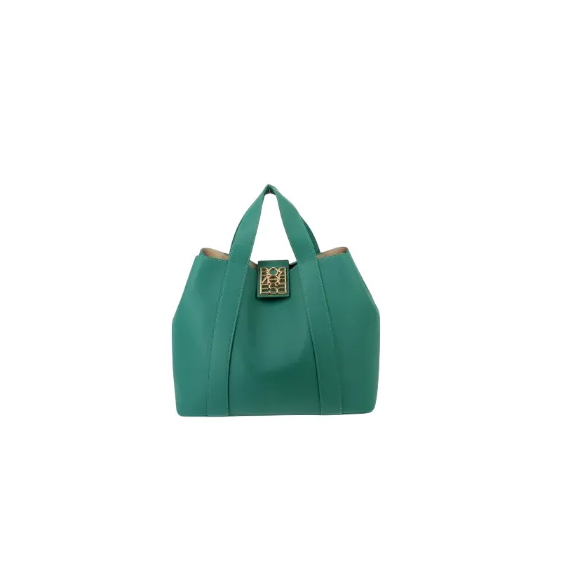 Borsa a mano in pelle Borbonese Nueve, verde