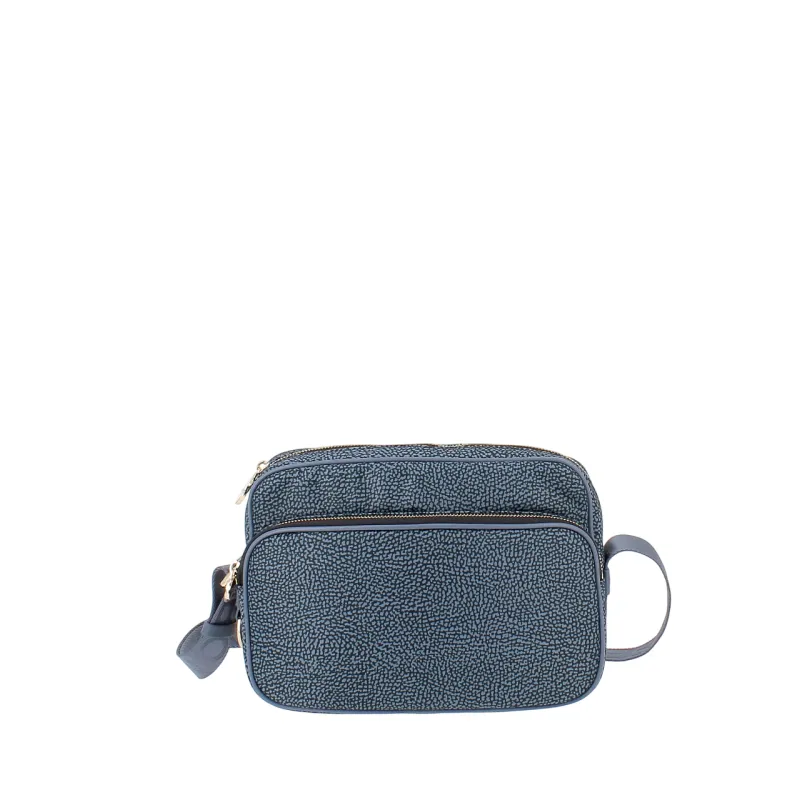Borsa a tracolla con tasca frontale Borbonese, denim