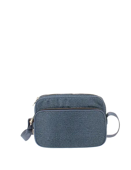 Borsa a tracolla con tasca frontale Borbonese, denim