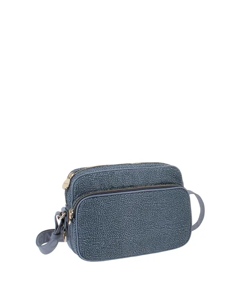 Borsa a tracolla con tasca frontale Borbonese, denim