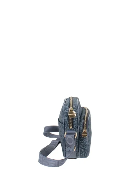 Borsa a tracolla con tasca frontale Borbonese, denim