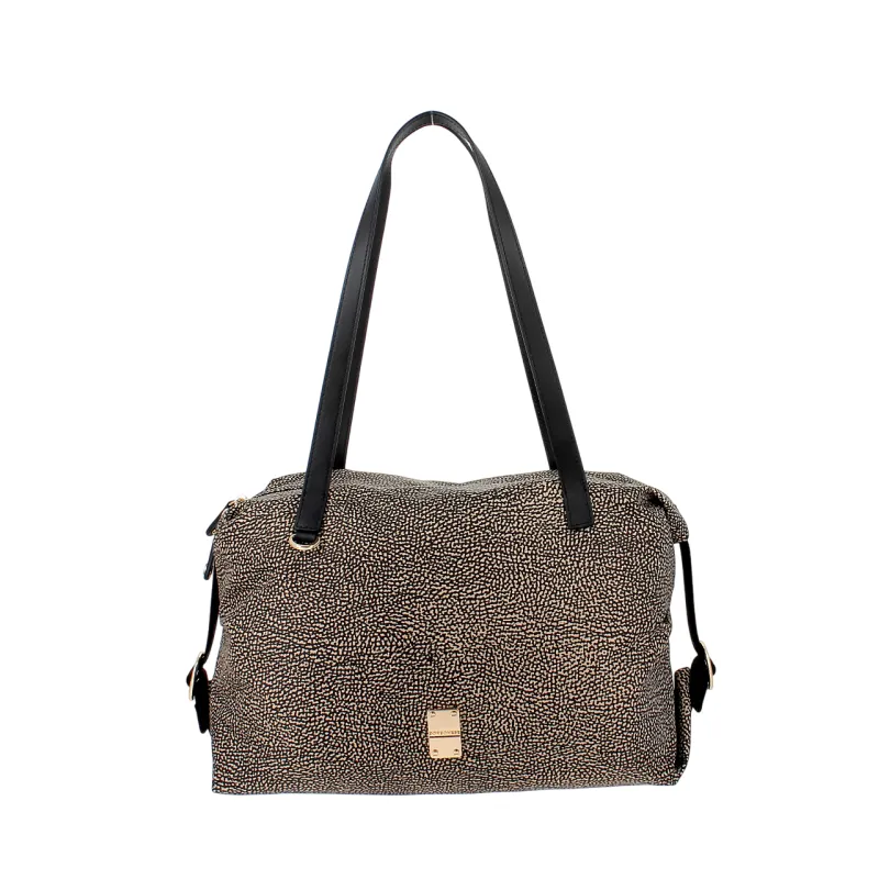 Borbonese Ecoline shopping bag, natural-black