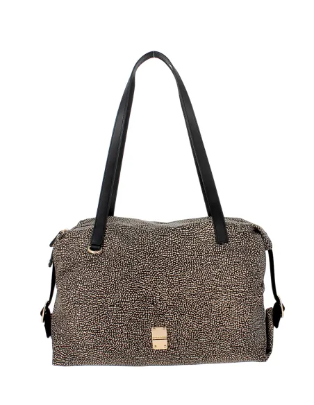 Borsa shopping Borbonese Ecoline, op naturale-nero