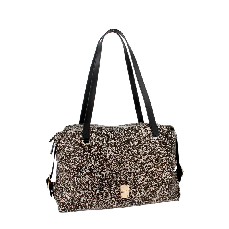 Borbonese Ecoline shopping bag, natural-black 2