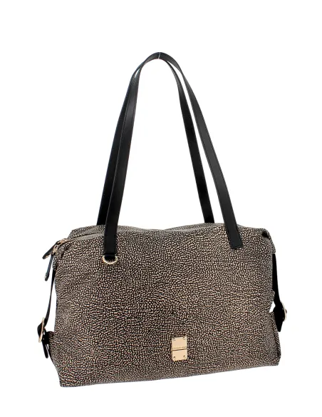 Borsa shopping Borbonese Ecoline, op naturale-nero