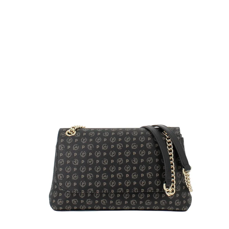 Borsa donna media misura con pattina Pollini Heritage, nera