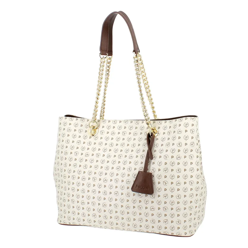 Pollini Heritage Damen-Einkaufstasche elfenbein-braun 2