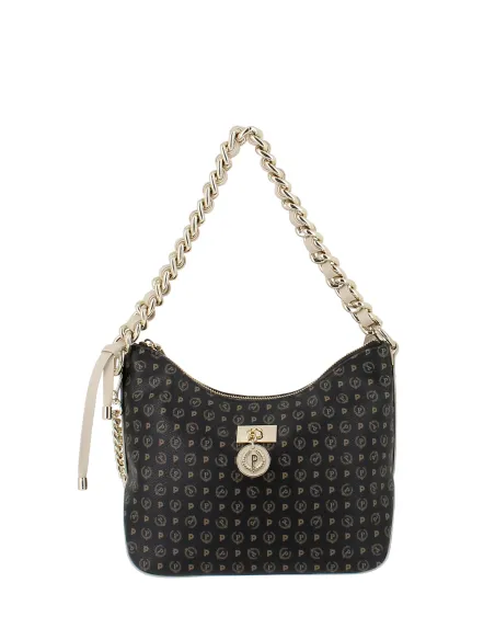 Borsa a spalla media misura Pollini heritage, nero-avorio