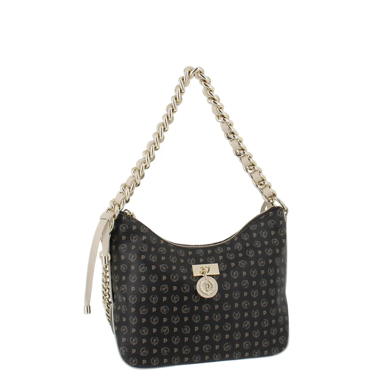 Borsa a spalla media misura Pollini heritage, nero-avorio 2