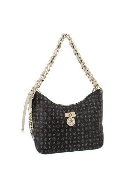 Borsa a spalla media misura Pollini heritage, nero-avorio