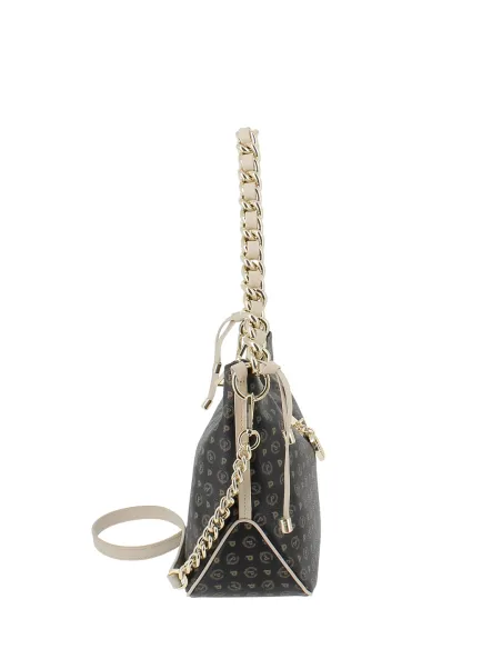 Pollini heritage mittelgroße Schultertasche, schwarz-elfenbein