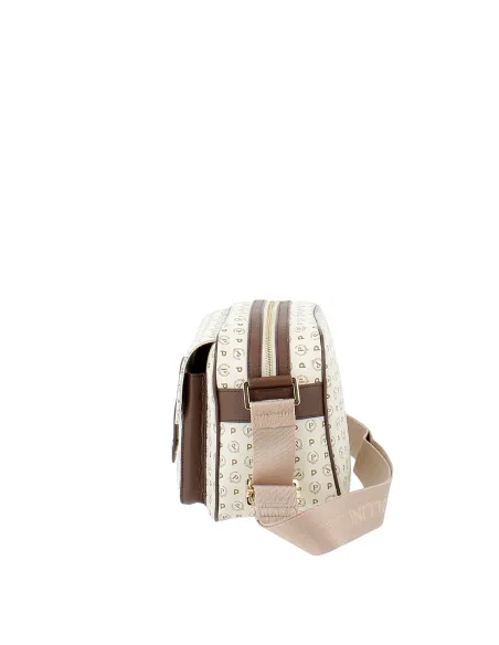 Borsa a tracolla con cerniera Pollini avorio-marrone