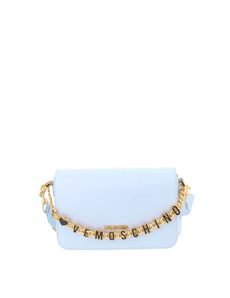 Love Moschino women's leather shoulder bag, light blue