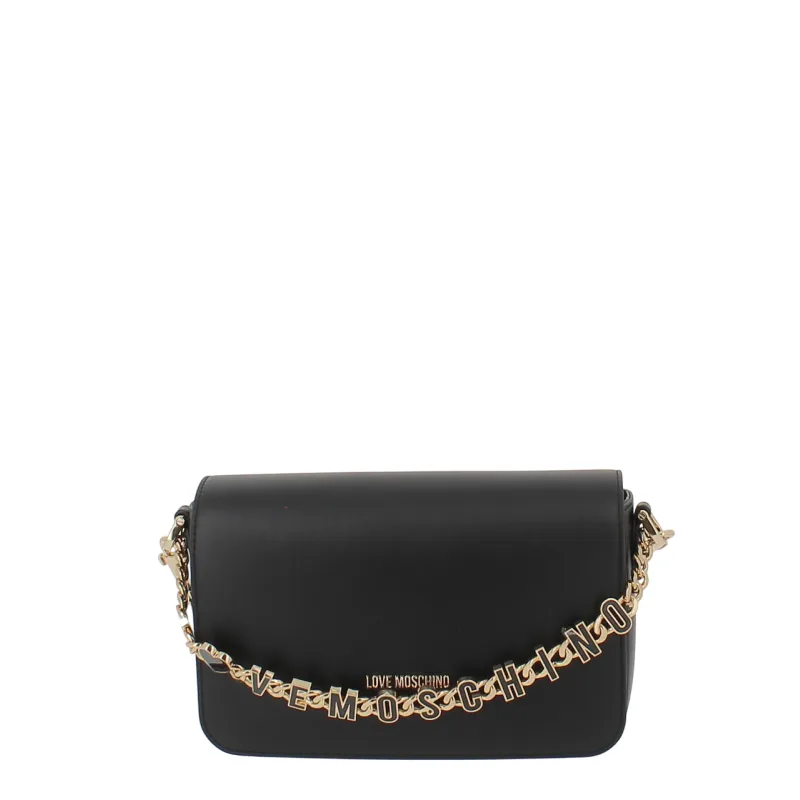 Love Moschino women's leather shoulder bag, black