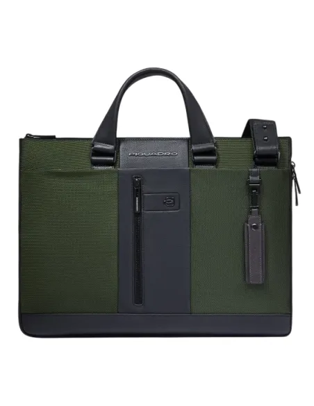 Piquadro Brief2 erweiterbare Laptop-Aktentasche mit zwei Griffen, grün2