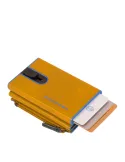 Piquadro Blue Square Compact wallet for cash and credit cards with sliding system and coin pocket, yellow