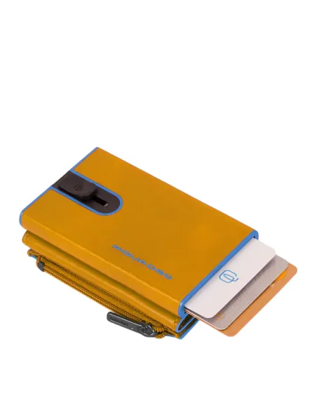 Piquadro Blue Square Compact Wallet für Scheine mit Münz-Fach, gelb