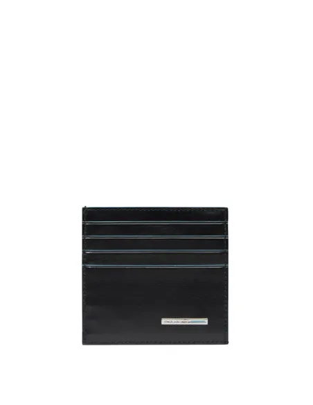 Piquadro Blue Square slim leather men's credit card holder, black