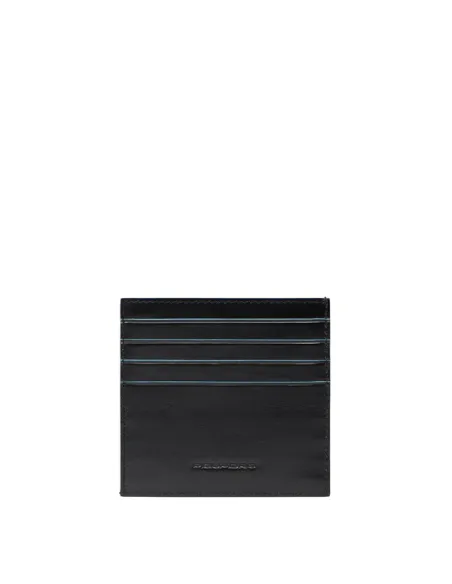 Piquadro Blue Square slim leather men's credit card holder, black