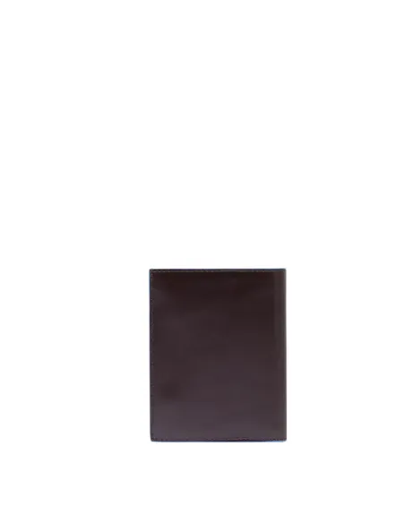 Piquadro Blue Square Vertical wallet with coin purse and ID window, dark brown