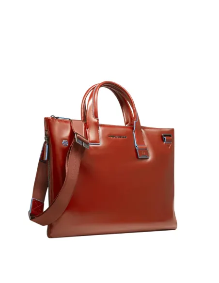 Piquadro Blue Square slim expandable briefcase, orange
