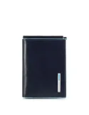Piquadro Blue Square Credit card and cash holder with metal clip, blue