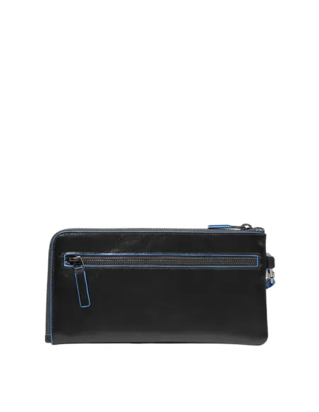 Piquadro Blue Square slim leather men's clutch bag, black