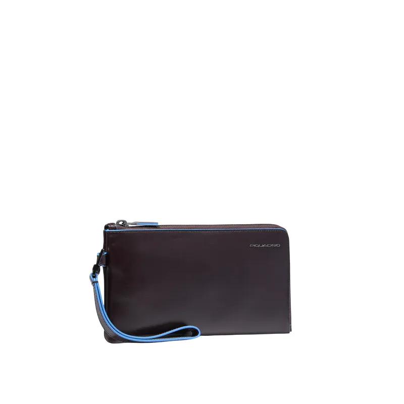 Piquadro Blue Square slim leather men's clutch bag, dark... 2