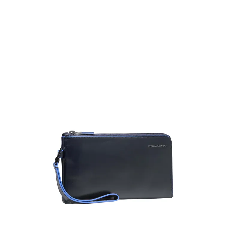 Schlanke Herren-Clutch aus Piquadro Blue Square-Leder, blau 2