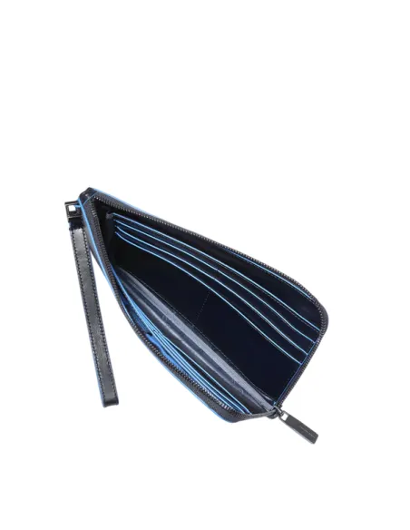 Piquadro Blue Square slim leather men's clutch bag, blue